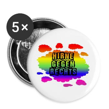 AfD stoppen gegen rechts Demokratie Vielfalt links - Buttons groß 56 mm (5er Pack) - Weiß - Vorne