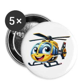 Trauma-Hubschrauber Junior - Buttons groß 56 mm (5er Pack) - Weiß - Vorne