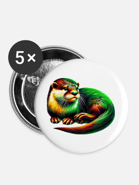Otter - Buttons groß 56 mm (5er Pack) - Weiß
