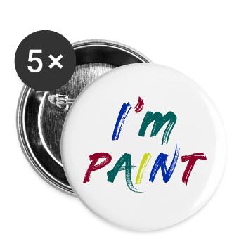 JE SUIS PEINTRE - J’adore peindre au doigt – Peintures au doigt - Lot de 5 grands badges (56 mm) - blanc - Devant