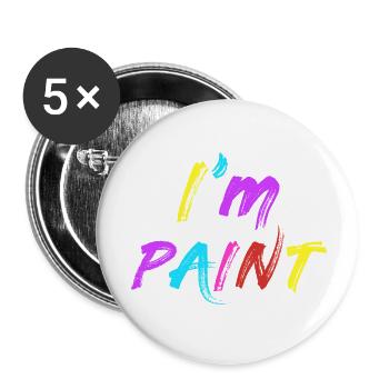 JE SUIS PEINTRE - J’adore peindre au doigt - Peintures au doigt - Lot de 5 grands badges (56 mm) - blanc - Devant