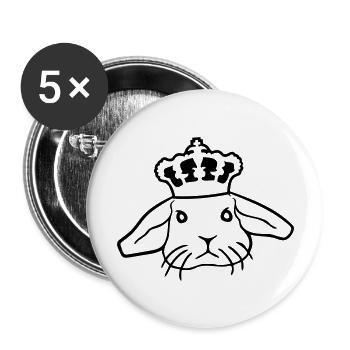 Couronne de lapin royal Roi Reine Prince Princesse - Lot de 5 grands badges (56 mm) - blanc - Devant
