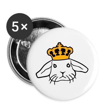 Couronne de lapin royal Roi Reine Prince Princesse - Lot de 5 grands badges (56 mm) - blanc - Devant