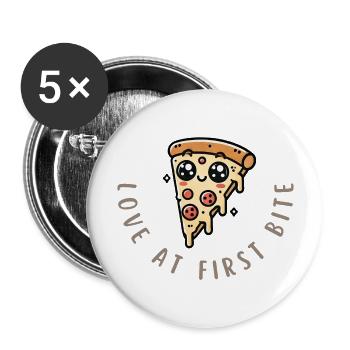 La perfection fondue – les amateurs de pizza s’unissent ! - Lot de 5 grands badges (56 mm) - blanc - Devant