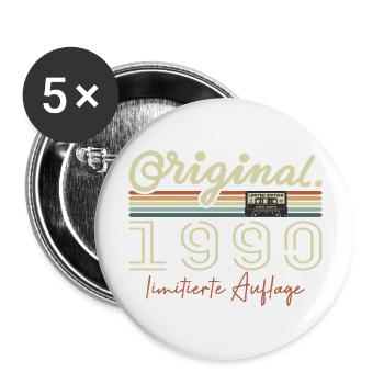 Original 1990 Vintage 1990 Geburtstag Retro 1990 - Buttons groß 56 mm (5er Pack) - Weiß - Vorne