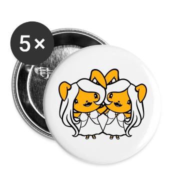 2 Bunnies Girls Pretty Girls Women Bunny Small - Buttons large 2.2''/56 mm (5-pack) - white - Front