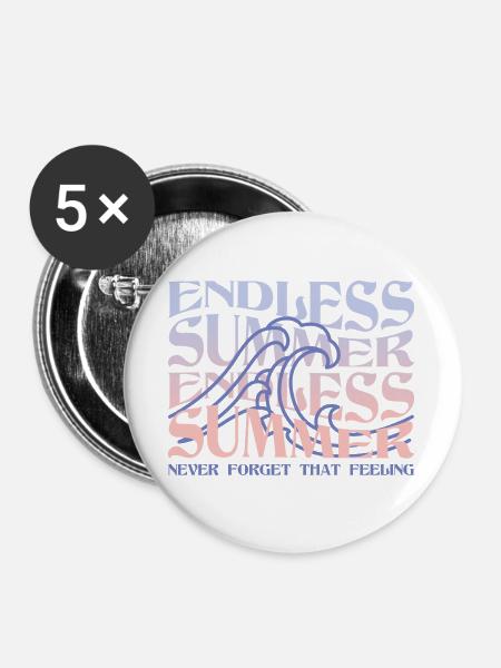 Endless Summer – Wellen & Beach Vibes - Buttons groß 56 mm (5er Pack) - Weiß