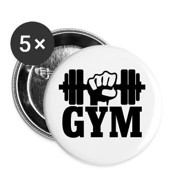 GYM Fist with Dumbbell - Buttons large 2.2''/56 mm (5-pack) - white - Front