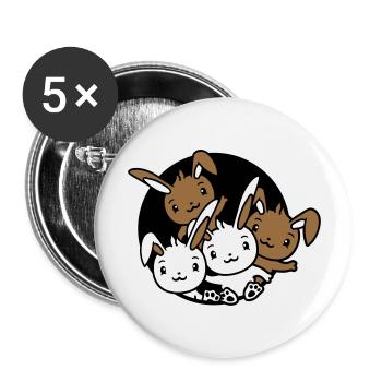 4 Bunnies Friends Team Crew Hole Four Siblings - Buttons large 2.2''/56 mm (5-pack) - white - Front