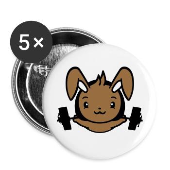 Bunny Bodybuilder Gym Muscles Fort Fitness Poids - Lot de 5 grands badges (56 mm) - blanc - Devant