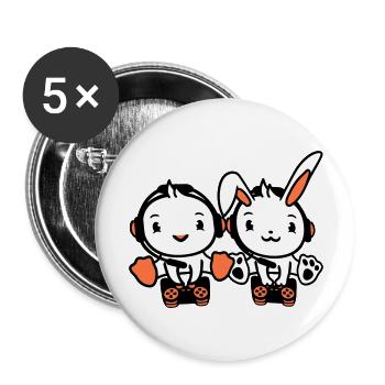 Hase Vogel Küken 2 Gamer Zocken spielen Controller - Buttons groß 56 mm (5er Pack) - Weiß - Vorne