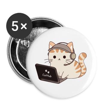CatHub Katzenstreamer-Charme - Buttons groß 56 mm (5er Pack) - Weiß - Vorne