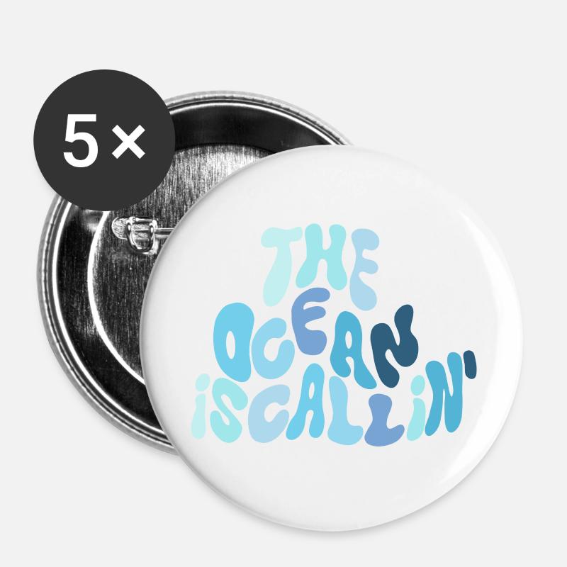 The ocean is calling - Buttons groß 56 mm (5er Pack) - Weiß