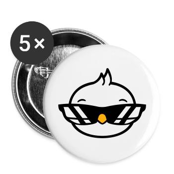 Vogel Sonnenbrille Cool schwarze Brille Coolness - Buttons groß 56 mm (5er Pack) - Weiß - Vorne