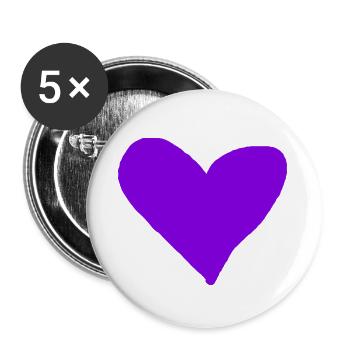 Heart Purple Gift Idea Violet Heart Love - Buttons large 2.2''/56 mm (5-pack) - white - Front
