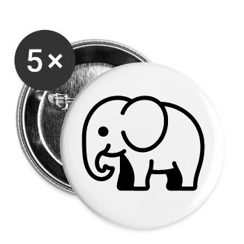 Elefant - Buttons groß 56 mm (5er Pack) - Weiß - Vorne