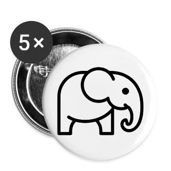 Elefant - Buttons groß 56 mm (5er Pack) - Weiß - Vorne