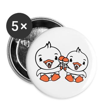 2 canards bébés bébé enfants sucette lange hochet - Lot de 5 grands badges (56 mm) - blanc - Devant