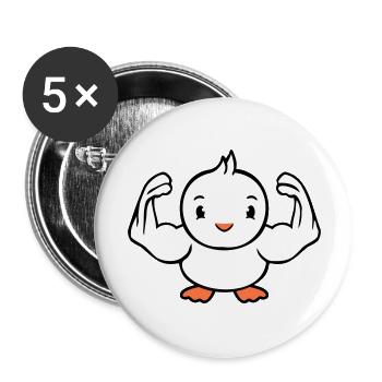 Bird Bodybuilder Weightlifting Strong Gym Fitness - Buttons large 2.2''/56 mm (5-pack) - white - Front
