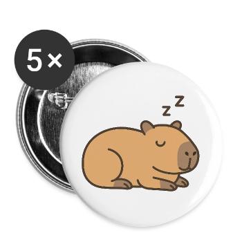 Schlafendes Wasserschwein - Buttons groß 56 mm (5er Pack) - Weiß - Vorne
