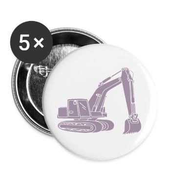 Bagger Silhouette Baugeräteführer Tiefbau - Buttons groß 56 mm (5er Pack) - Weiß - Vorne