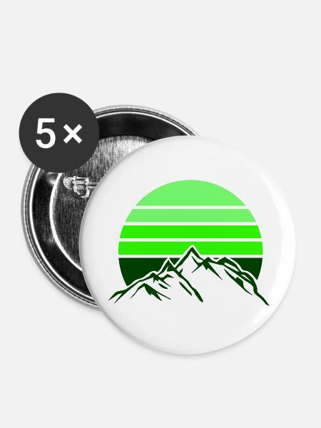 berge gebirge mountains - Buttons groß 56 mm (5er Pack) - Weiß