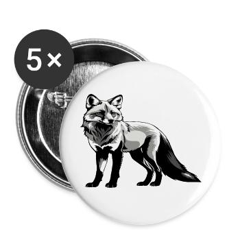 Renard - Conception d’animaux mignons - Lot de 5 grands badges (56 mm) - blanc - Devant