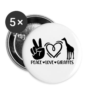 Paix Amour Girafes - Lot de 5 grands badges (56 mm) - blanc - Devant