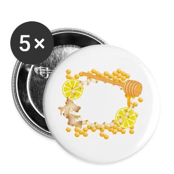 Ginger-Lemon-Honey Frame – Feel-Good Motif - Buttons large 2.2''/56 mm (5-pack) - white - Front