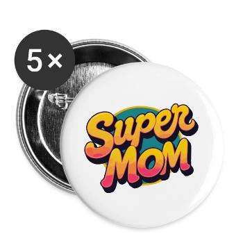 Super maman - Lot de 5 grands badges (56 mm) - blanc - Devant
