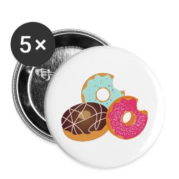 Donuts with Bite – Sweet Trio with Icing & Sprinkles - Buttons large 2.2''/56 mm (5-pack) - white - Front