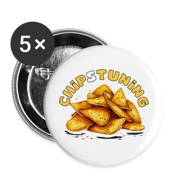 Jeu de mots amusant Chiptuning Aluto Motorsport - Lot de 5 grands badges (56 mm) - blanc - Devant