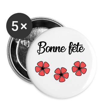 HAPPY BIRTHDAY. HEART. HAPPY MOTHER'S DAY. MOM. FEAST - Buttons large 2.2''/56 mm (5-pack) - white - Front