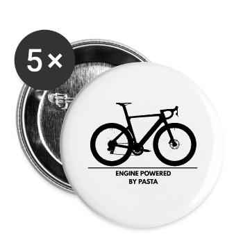 Engine Powered by Pasta – Radfahren Shirt - Buttons groß 56 mm (5er Pack) - Weiß - Vorne