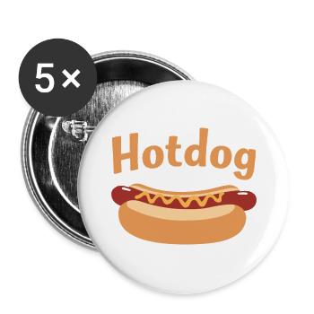 Hotdog Liebe in Schwarz-Weiß Look - Buttons groß 56 mm (5er Pack) - Weiß - Vorne