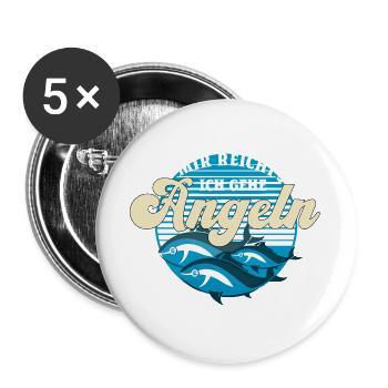 Angler Chaos Motiv Design Fischer angeln Geschenk - Buttons groß 56 mm (5er Pack) - Weiß - Vorne