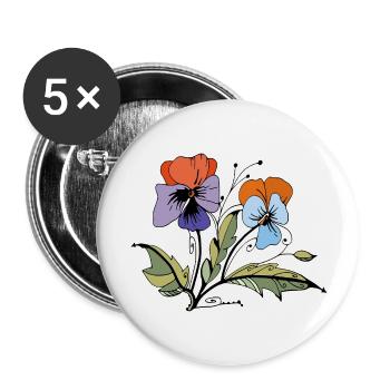 Blumen - Buttons groß 56 mm (5er Pack) - Weiß - Vorne