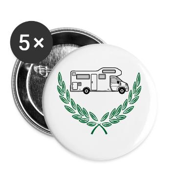Camper in laurel wreath white design - Buttons large 2.2''/56 mm (5-pack) - white - Front