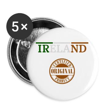Drapeau de l’Irlande, Irish Pride - Lot de 5 grands badges (56 mm) - blanc - Devant