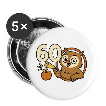 60 ans de sagesse – Owl Party - Lot de 5 grands badges (56 mm) - blanc - Devant