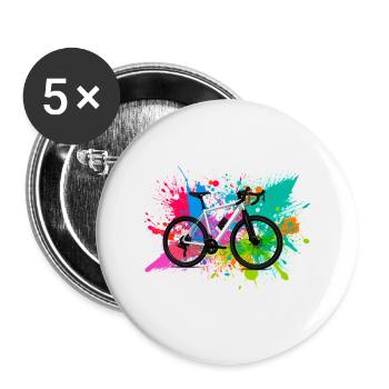 illustration,mountain bike,road bike,graffiti,colorful - Buttons large 2.2''/56 mm (5-pack) - white - Front