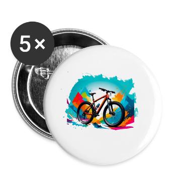 illustration,mountainbike,rennrad,graffiti,berge - Buttons groß 56 mm (5er Pack) - Weiß - Vorne