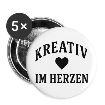 Herz Kreativ - Buttons groß 56 mm (5er Pack) - Weiß - Vorne