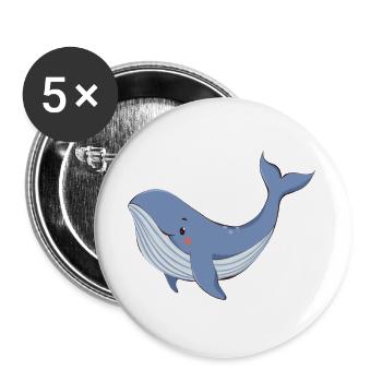 Blauwal - Buttons groß 56 mm (5er Pack) - Weiß - Vorne