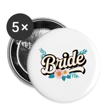 L’équipe de la mariée ! Personnalisable - Lot de 5 grands badges (56 mm) - blanc - Devant