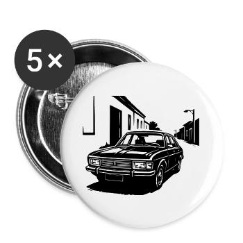 Ostblock Limousinen-Legende - Buttons groß 56 mm (5er Pack) - Weiß - Vorne