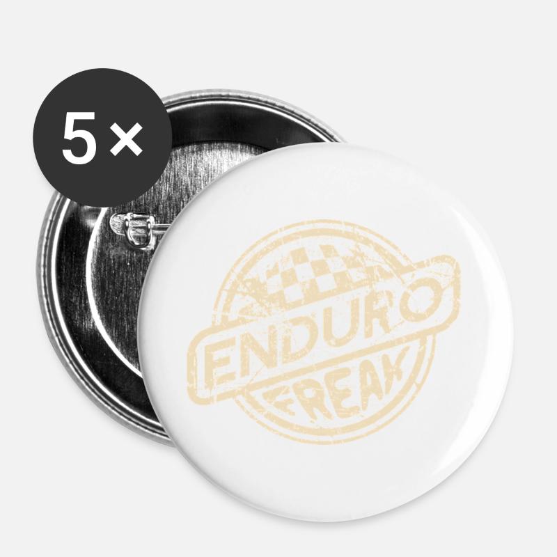 Enduro Freak | Retro Design - Buttons large 2.2''/56 mm (5-pack) - white