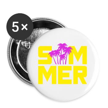 Été Palmiers Soleil Vacances Camping Plage Loisirs - Lot de 5 grands badges (56 mm) - blanc - Devant