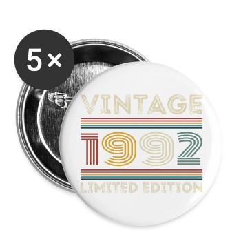 1992 Geburtstag 1992 Retro 1992 Geschenk 1992 - Buttons groß 56 mm (5er Pack) - Weiß - Vorne