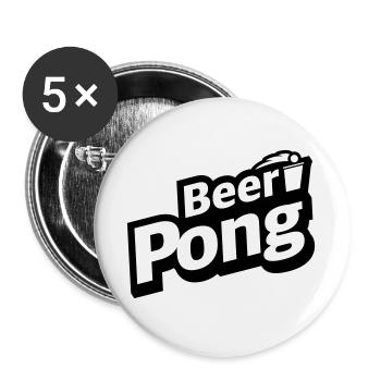 Beer Pong Logo mit Becher - Buttons groß 56 mm (5er Pack) - Weiß - Vorne